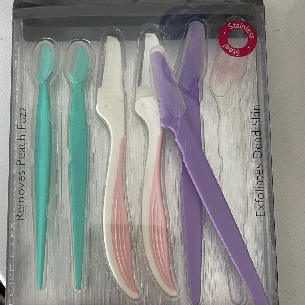 Stainless Steel Facial Razors - Mint, White, and Purple
